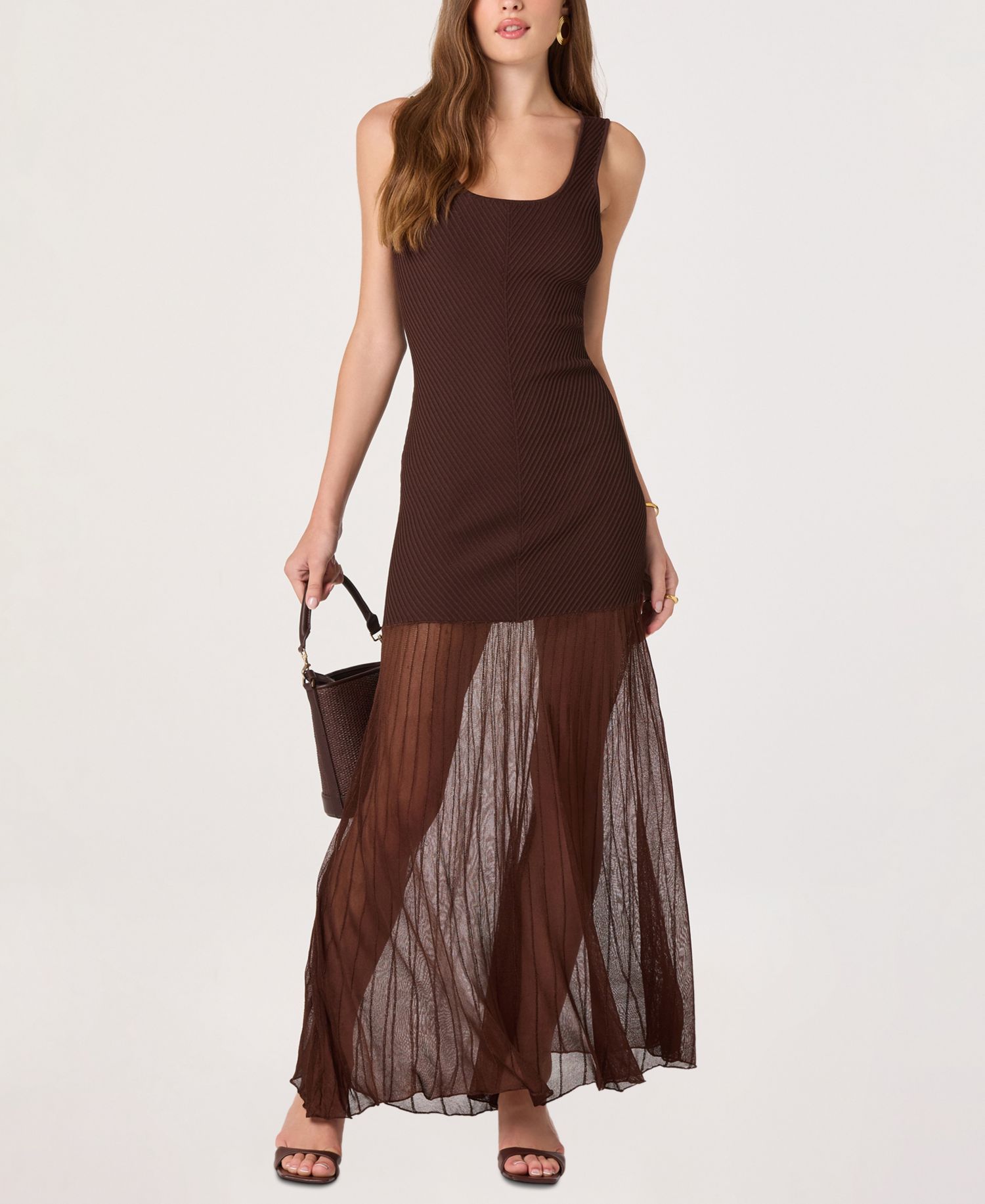 Women's Drop-Waist Scoop Neck Maxi Dress