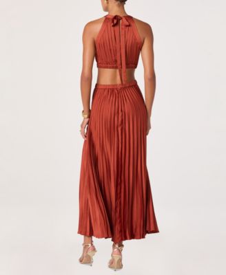 macys backless dress After Six Plunge Halter Open-Back Maxi Bias Dress with Low Tie Back - Cobalt Blue