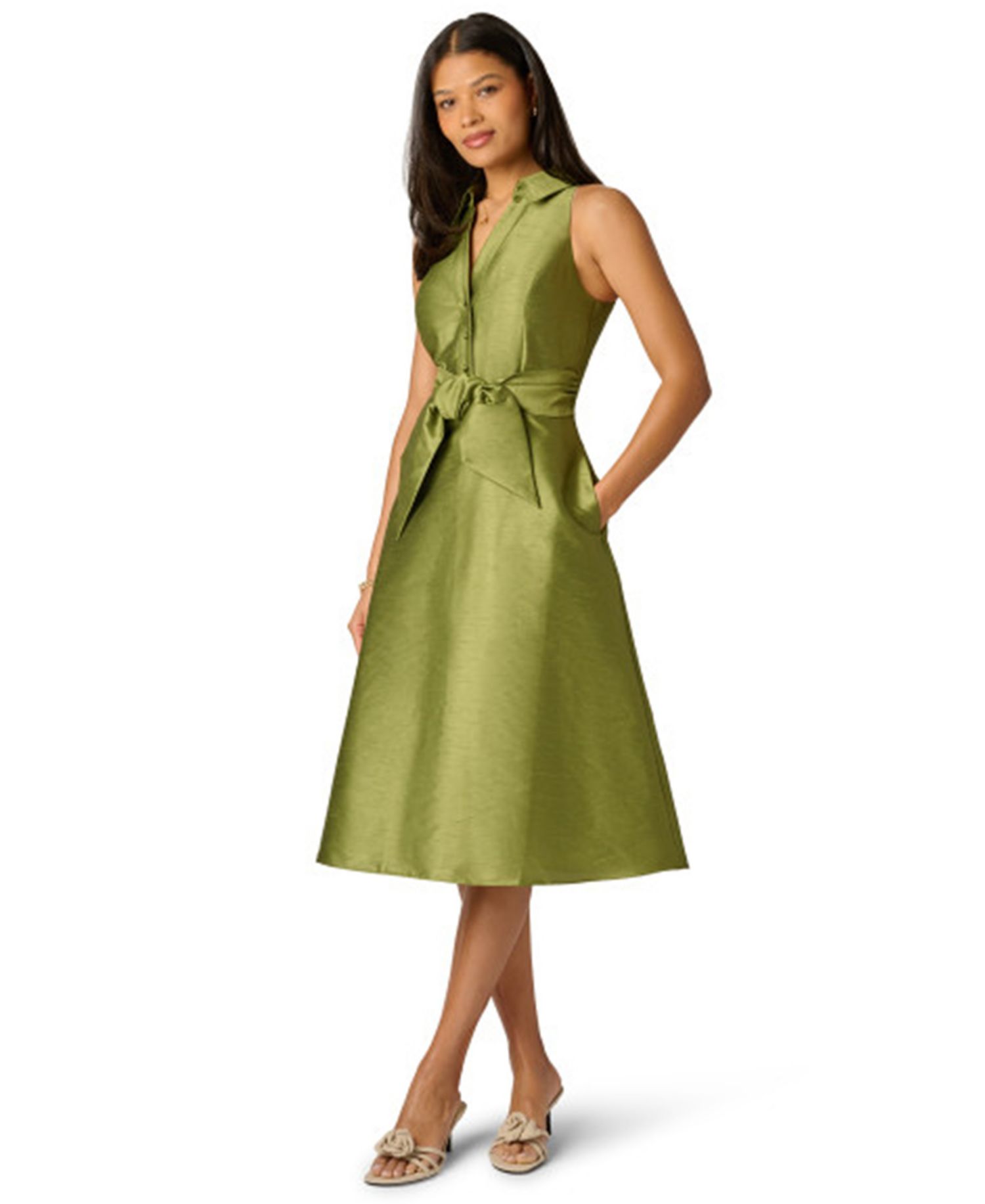 Women's Tie-Front Midi Dress