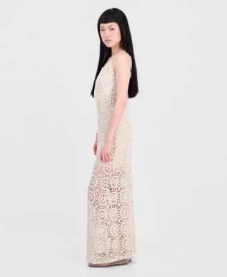 crochet lace irregular dip hem slip dress crochet dip hem dress 2026 Cheap Sale