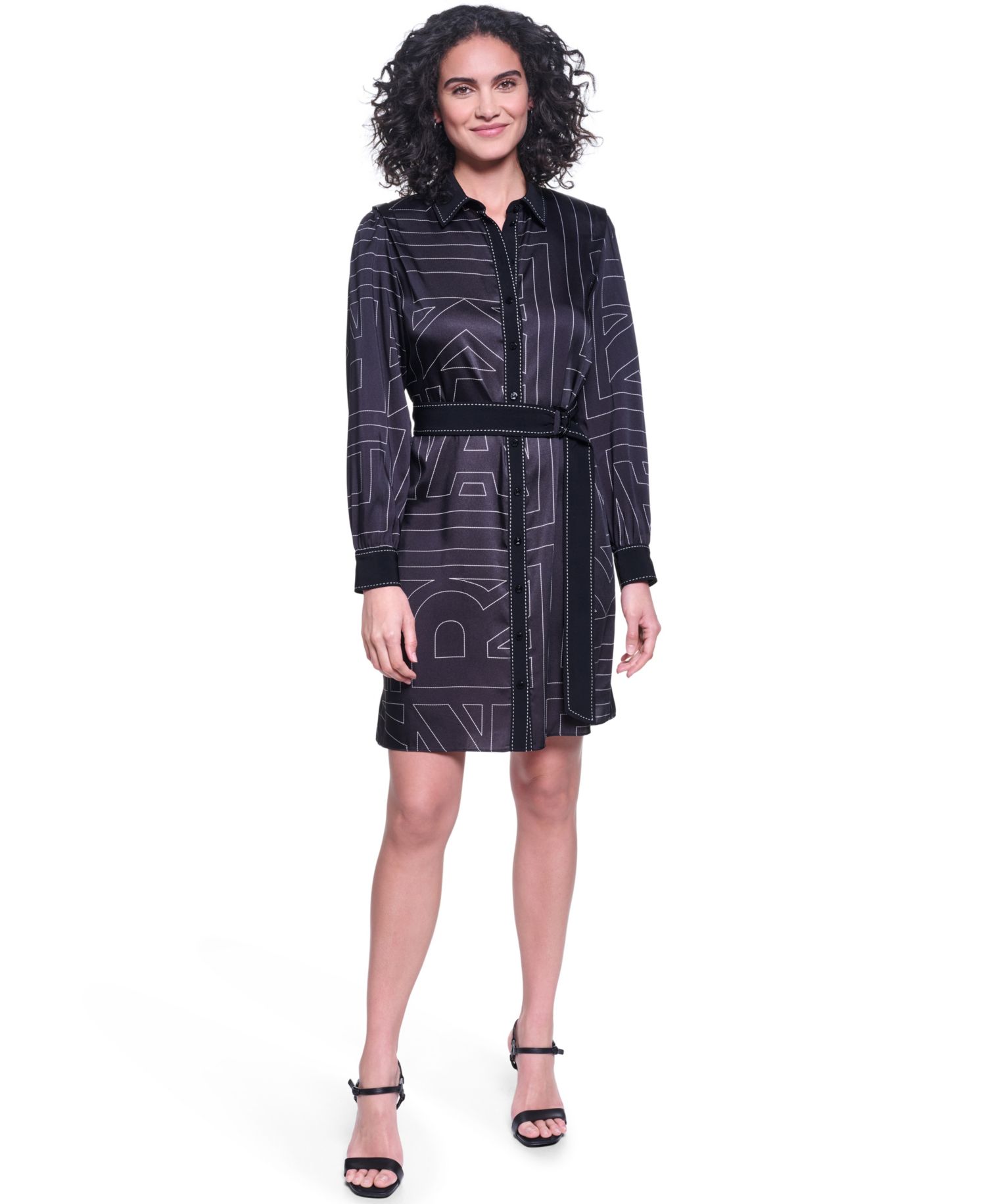 Women's Printed Scarf Twill Shirt Dress