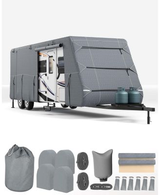 Travel Trailer RV Cover, Extra-Thick Upgraded 7 Layers for Camper Cover 24'-27', with Adhesive Repair Patches