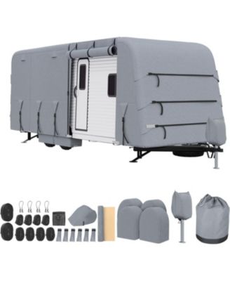 Travel Trailer RV Cover, 24'-27'Travel RV Cover, Windproof Waterproof UV-Protection, Upgraded 4 Layers Camper Cover