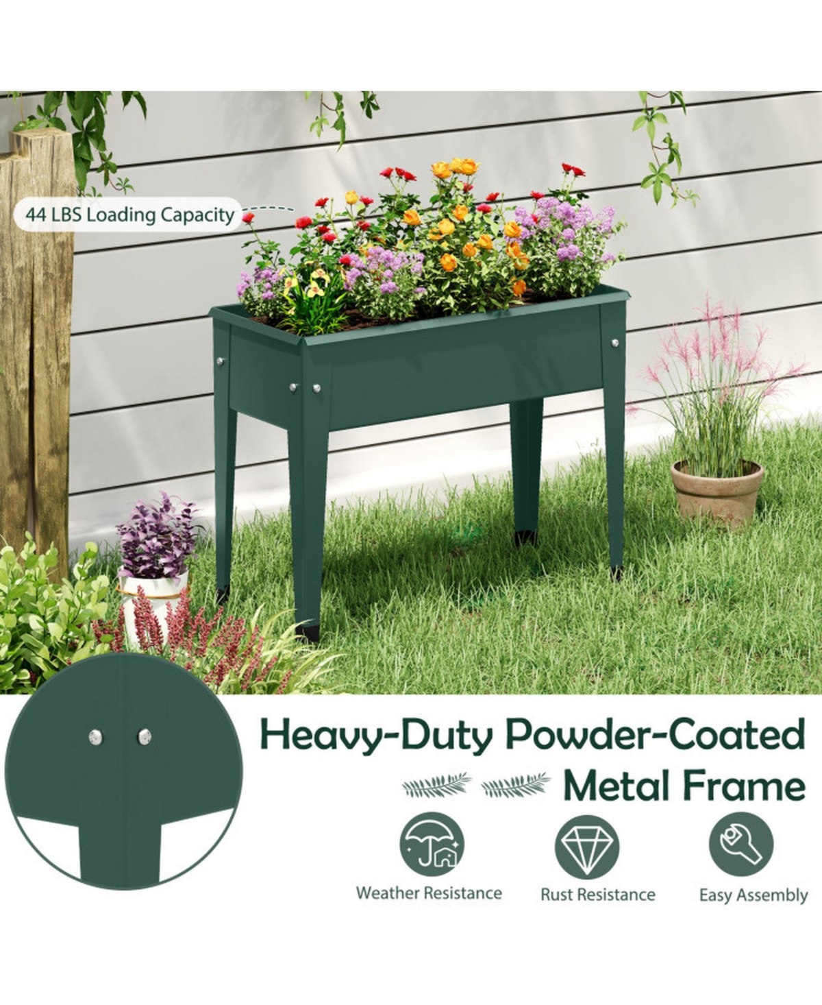 Gouun Elevated Metal Raised Garden Bed with Legs Outdoor Gardening Box