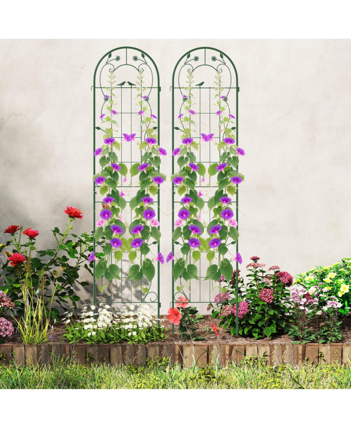 Gouun 86.5-Inch Metal Garden Trellis for Climbing Plants, Set of 2
