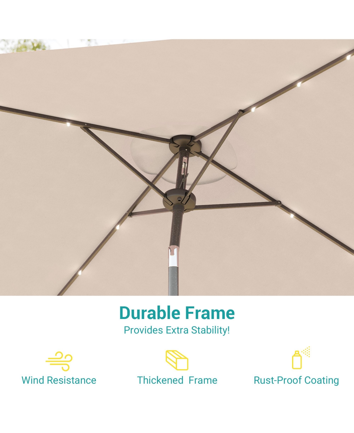 Sonkuki Enhance Your Outdoor Oasis 6.5x6.5Feet LEDSquare Patio Umbrella - Stylish, Durable, And Sun-Protective