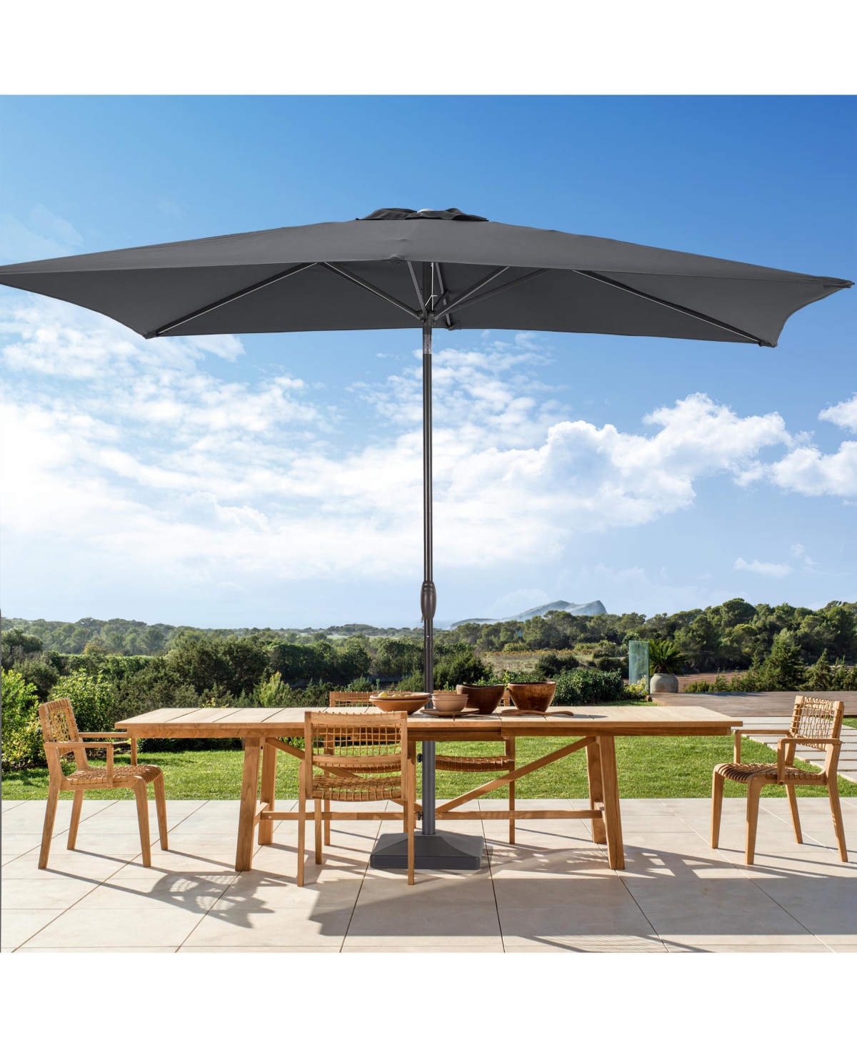 Sonkuki Enhance Your Outdoor Oasis 6x9Feet Rectangular Patio Umbrella - Stylish, Durable, And Sun-Protective!