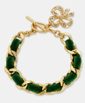 Green Ribbon Chain Toggle Bracelet