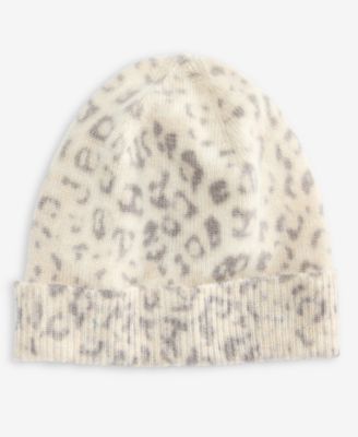 Leopard-Print Cashmere Cuffed Beanie