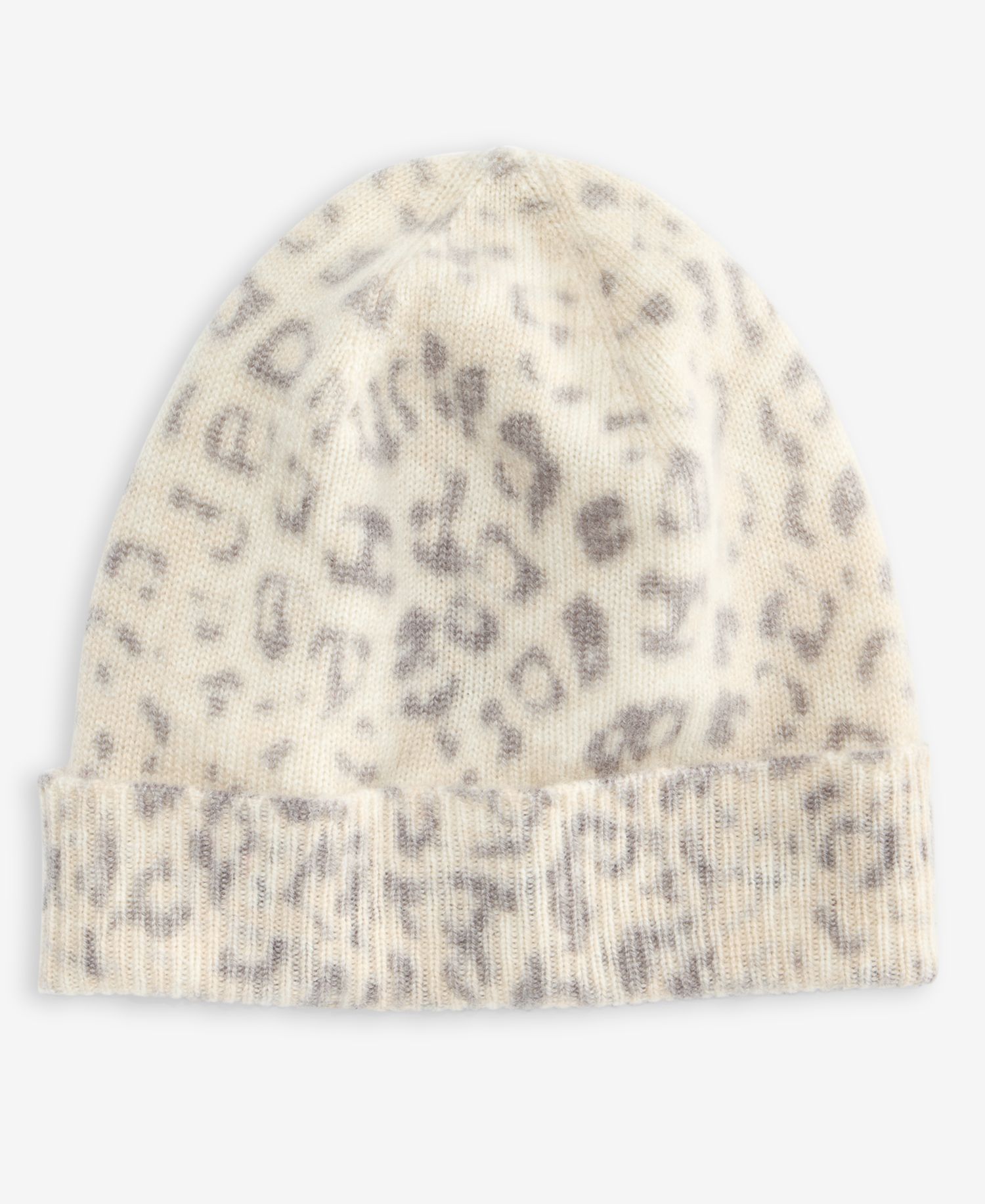 Leopard-Print Cashmere Cuffed Beanie
