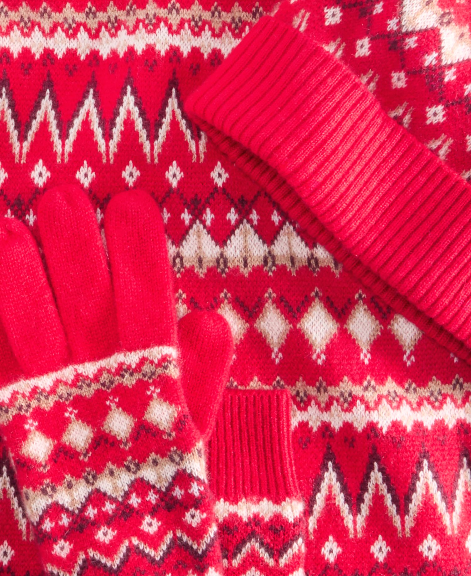 Cashmere Hat, Gloves & Scarf Fair Isle Boxed Gift Set