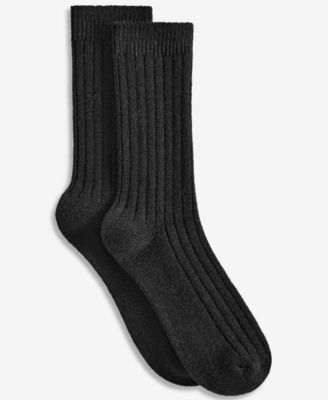 Women's Cashmere-Blend Ribbed Crew Socks