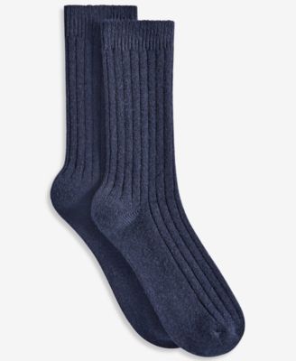 Women's Cashmere-Blend Ribbed Crew Socks
