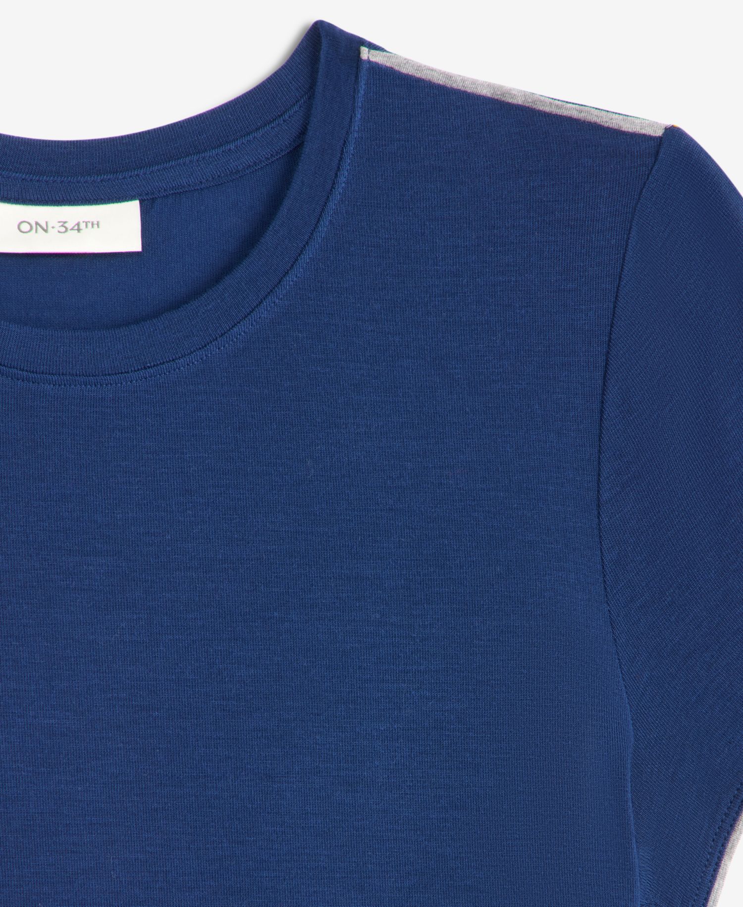 Plus Size Piped Tissue Jersey Layering Crewneck T-Shirt