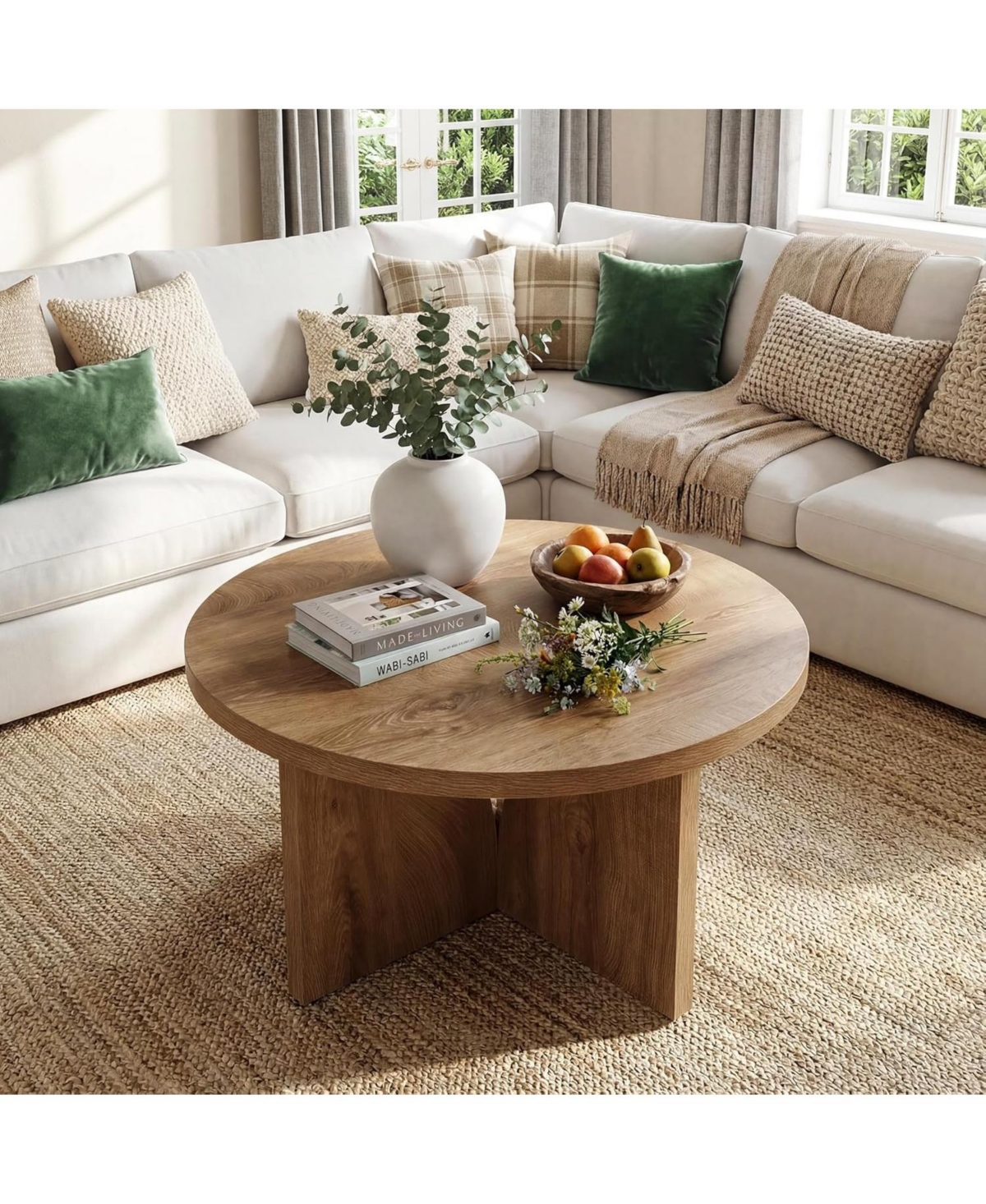 Tribesigns 31.5'' Round Coffee Table, Circle Center Table for Living Room, Modern Wooden Coffee Table