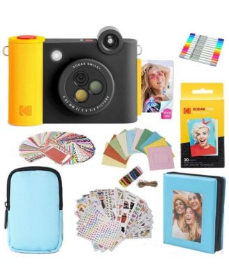 Smile+ 2-in-1 Instant Print Camera Gift Bundle w/ Blue Case, Zink 20pk and Accessories