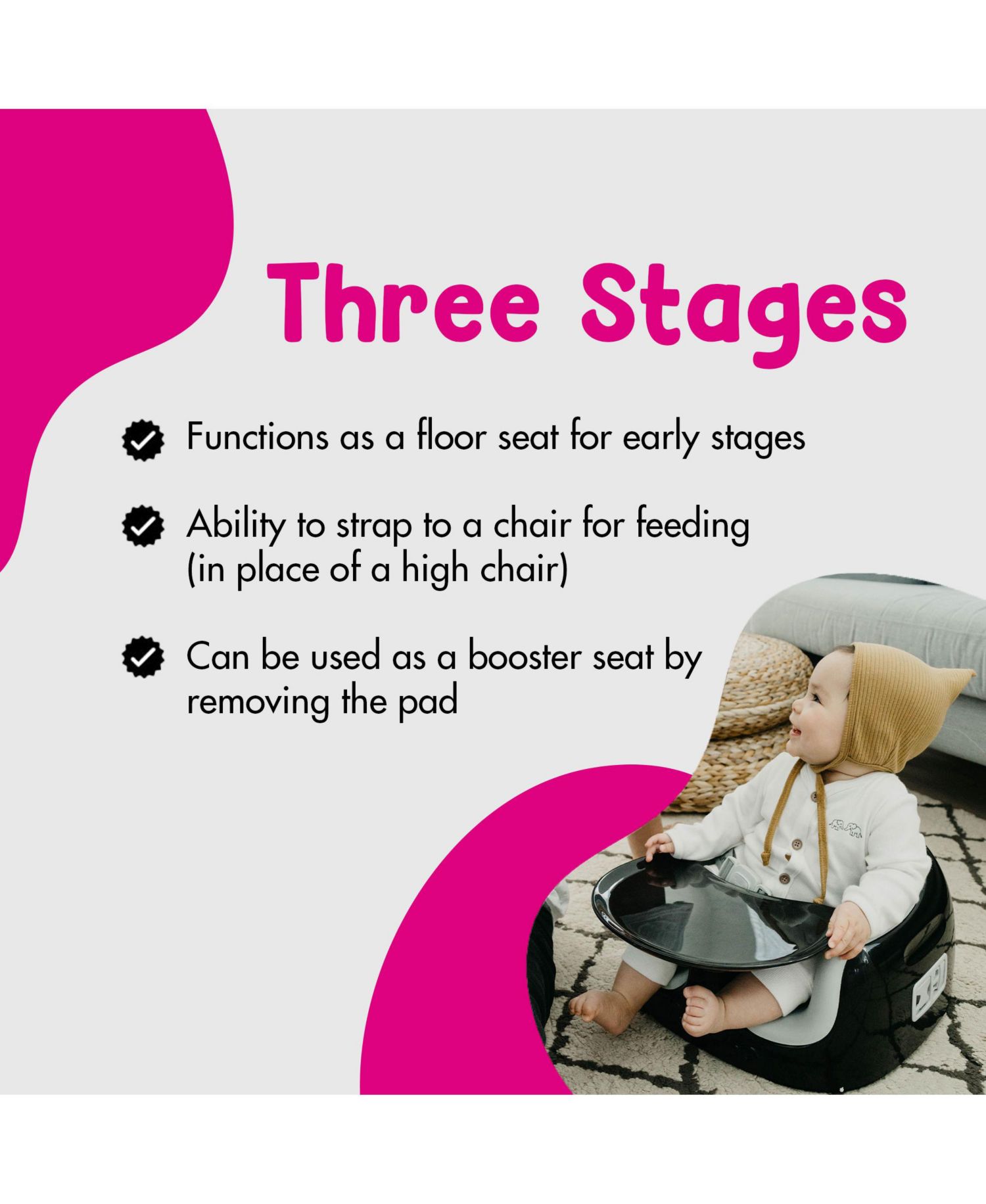 Toddler Multi Seat 3-in-1 Booster High Chair and Tray