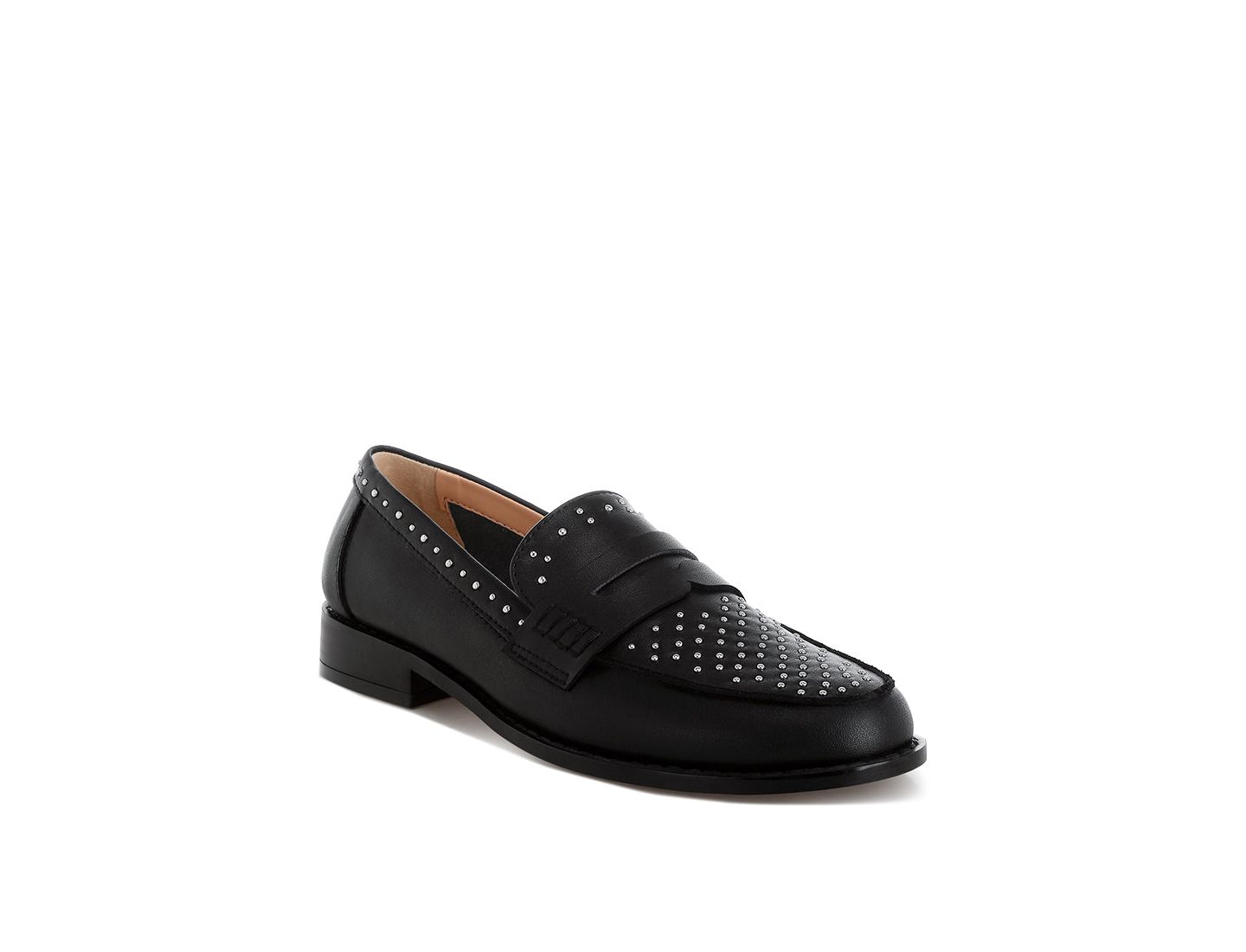 Женские туфли Rag & Co Raisa Stud Embellished Penny, цвет: Чёрный кожаный — фото 7
