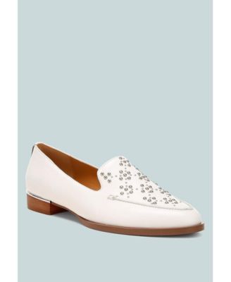 Rag and Co Womens Gabassi Studded Genuine Leather Loafers