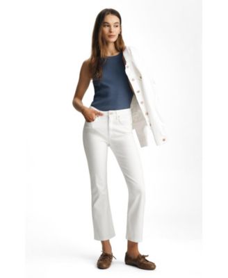 Women's Anika Mid Rise Cropped Flare In White Flex Blue