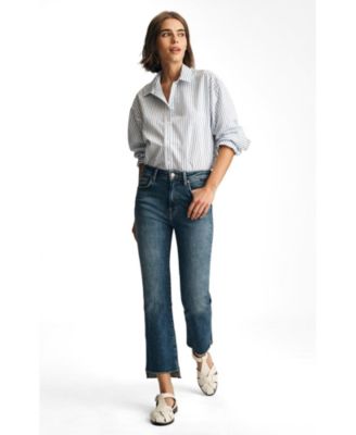 Women's Anika Mid Rise Cropped Flare In Dark Brushed Flex Blue