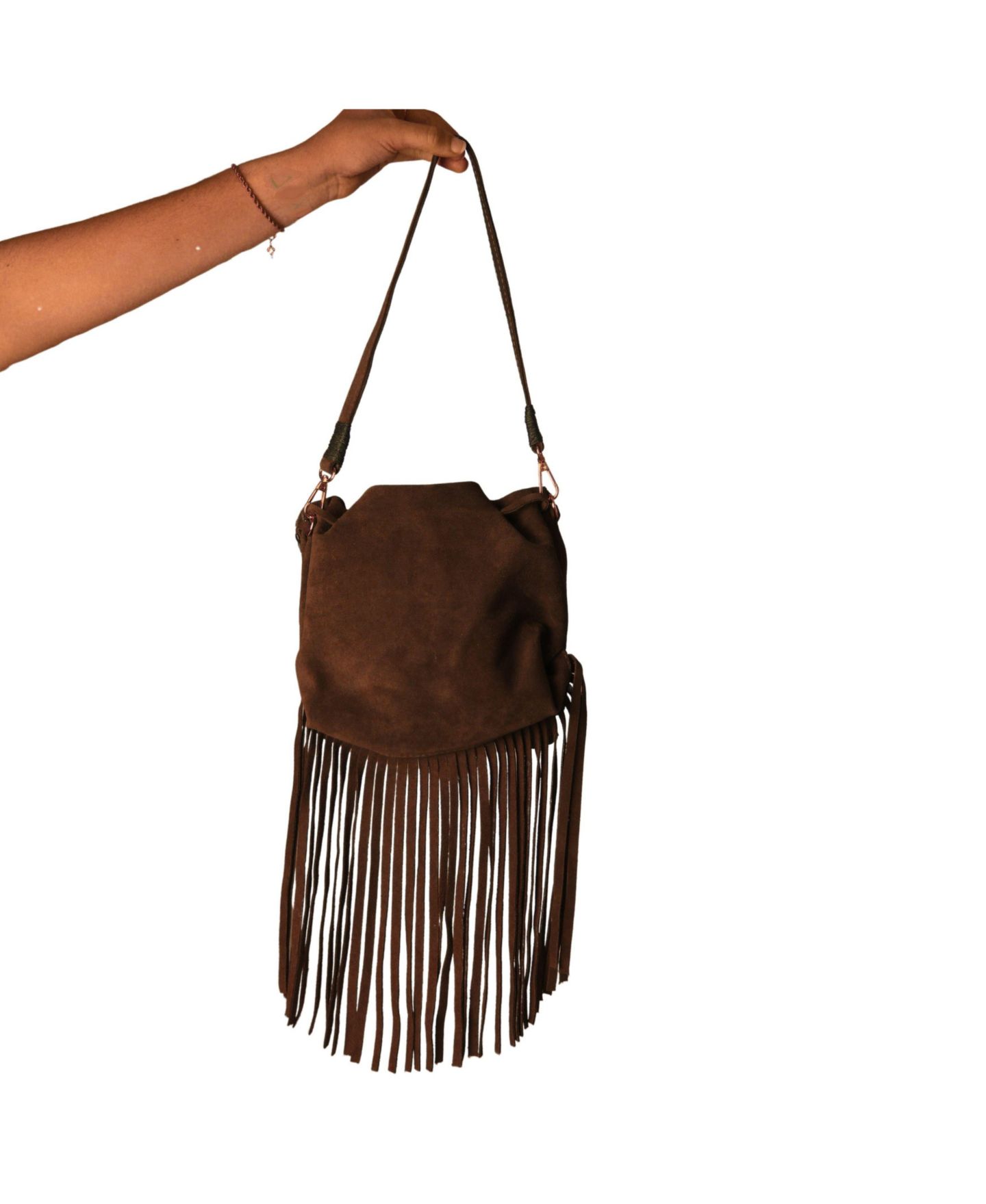 Сумка Carlos Falchi Fringe Butterfly Suede, цвет: Кофейный коричневый — фото 2
