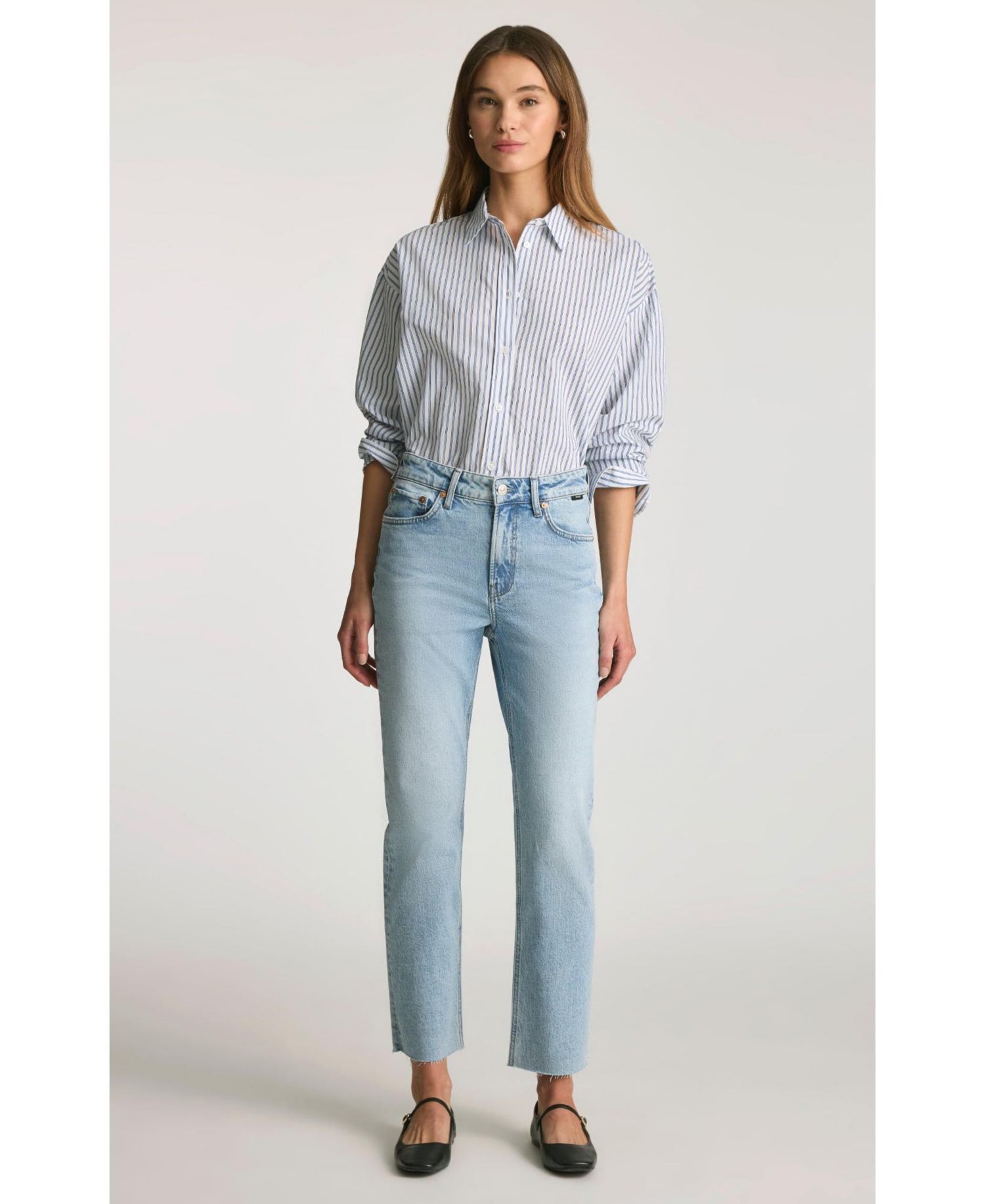 Women's New York High Rise Straight Leg In Lt Brushed Classic Blue