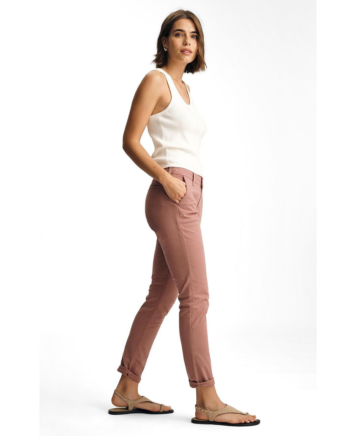 Mavi Jeans Women's Kathleen Mid Rise Boyfriend In Chino Old Magenta Twill view 2 — MAYCSS fashion products