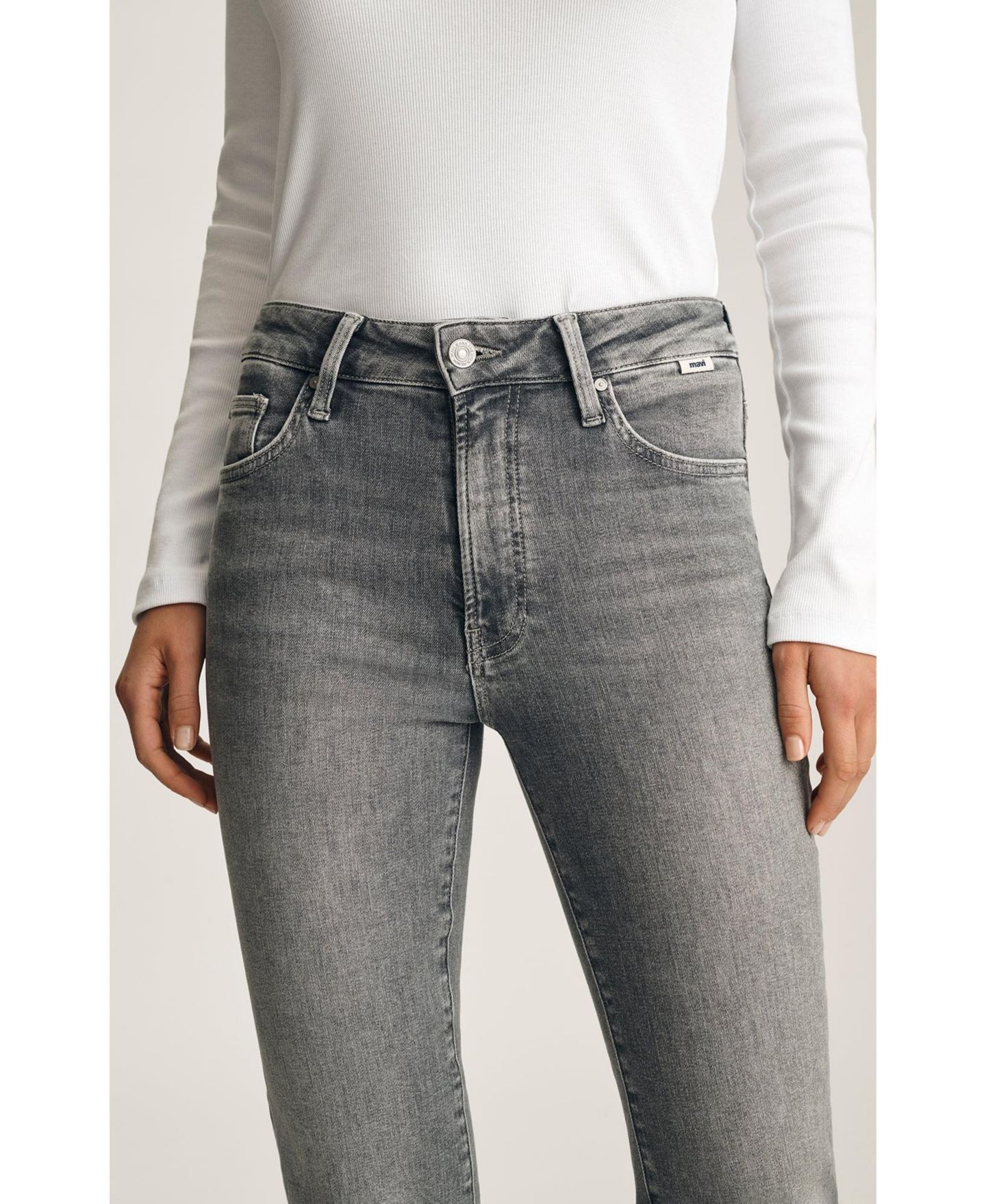 Женские прямые джинсы Mavi Jeans Kendra с высокой посадкой, серый Flex Blue, цвет: Серый синий — фото 6