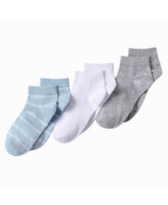 Women's 3-Pack Cotton Stripe and Dot Quarter Socks