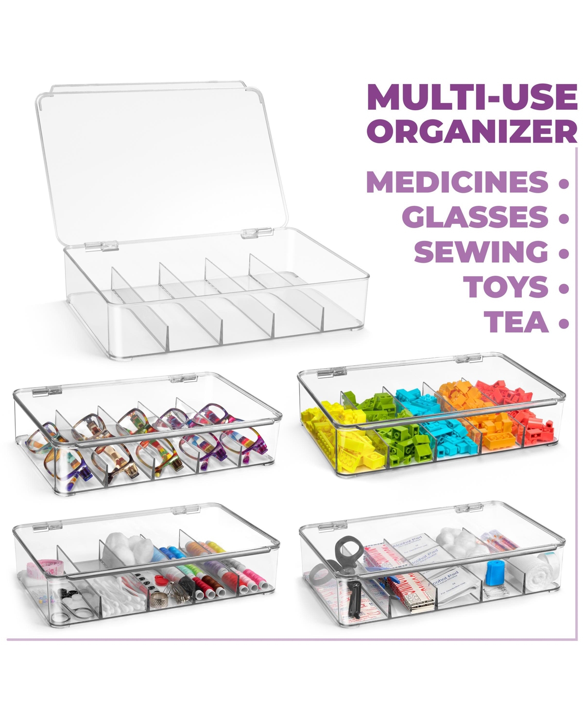 Sorbus Stackable Storage Case with Hinged Lid
