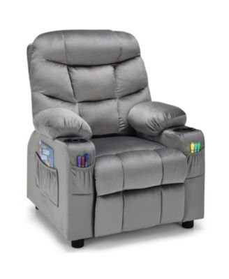 Kids Recliner Chair with Cup Holders and Side Pockets PU Leather