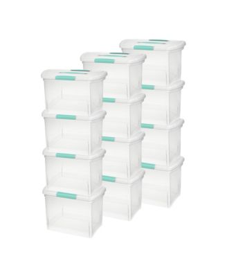 Large Nesting ShowOffs Clear File Box with Handle and Latches, (12 Pack)