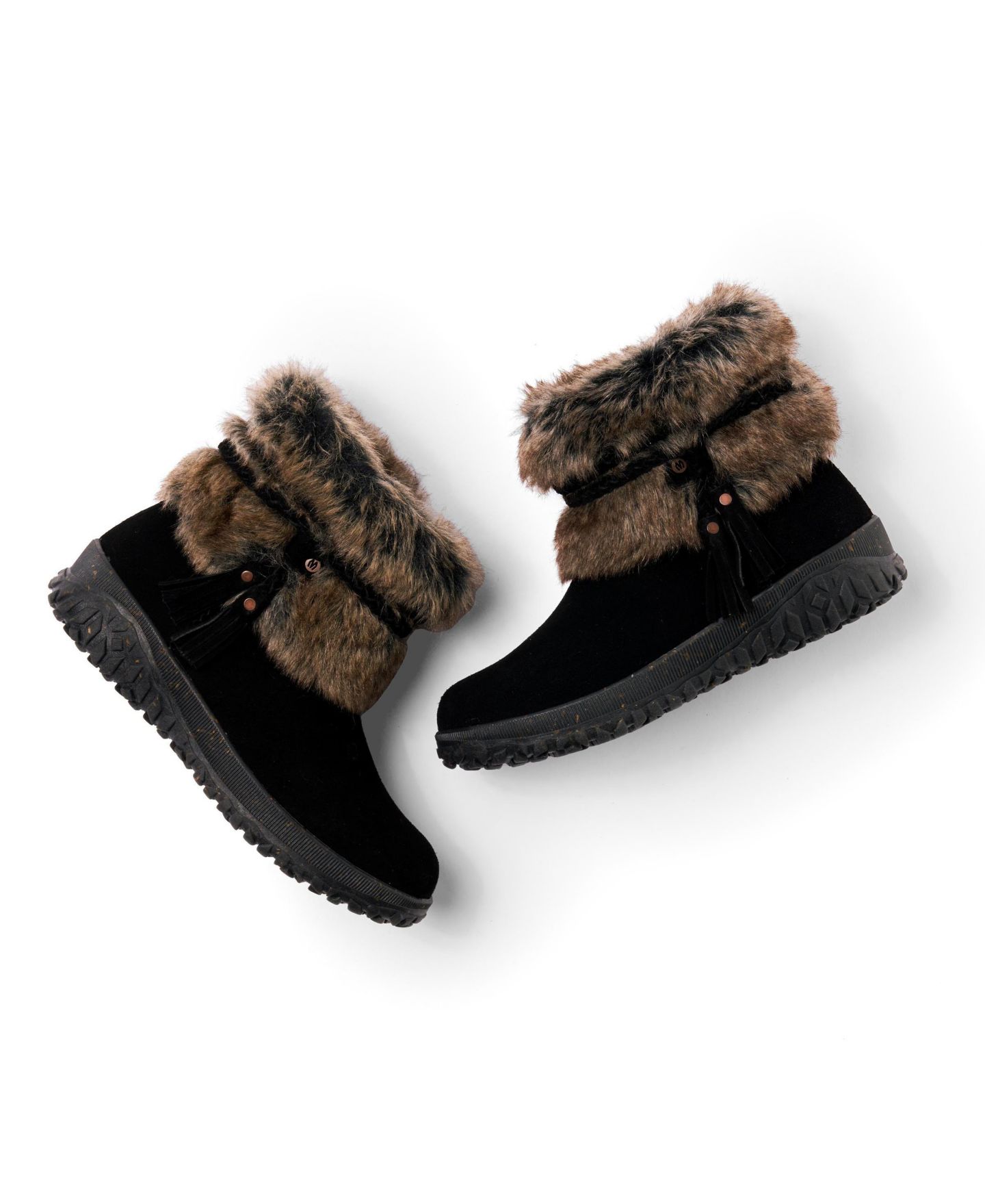Женские замшевые зимние ботинки Minnetonka Everett 2 с искусственным мехом, цвет: Чёрный — фото 2