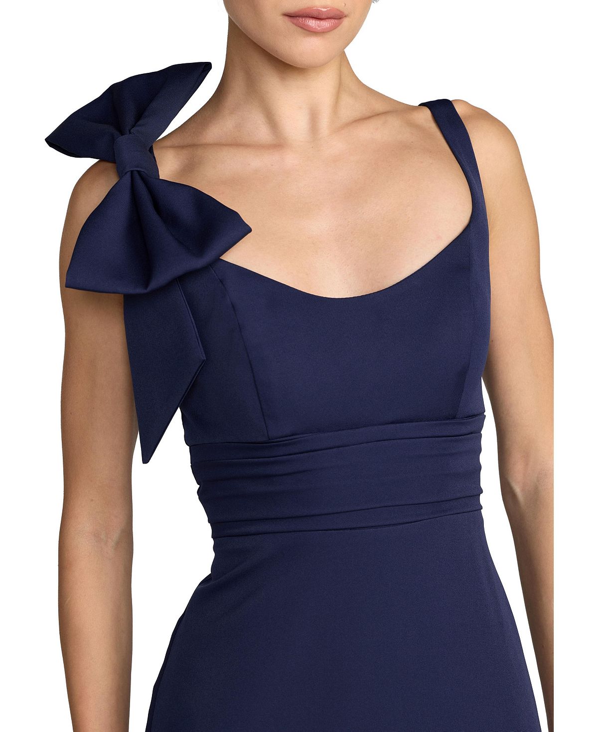 Mac Duggal Women's Petite Sleeveless Crepe Gown with Scoop Neck and Bow Detail view 3 — MAYCSS fashion products