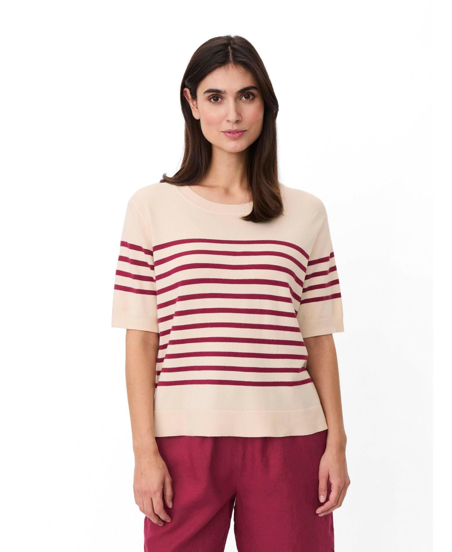 Women's Maflorayne Striped Shot Sleeve Knit Top