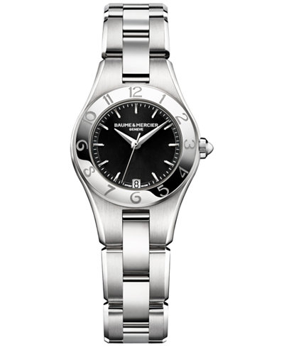 Baume & Mercier Women's Swiss Linea Stainless Steel Bracelet Watch with Interchangeable Black Satin Strap 27mm M0A10010