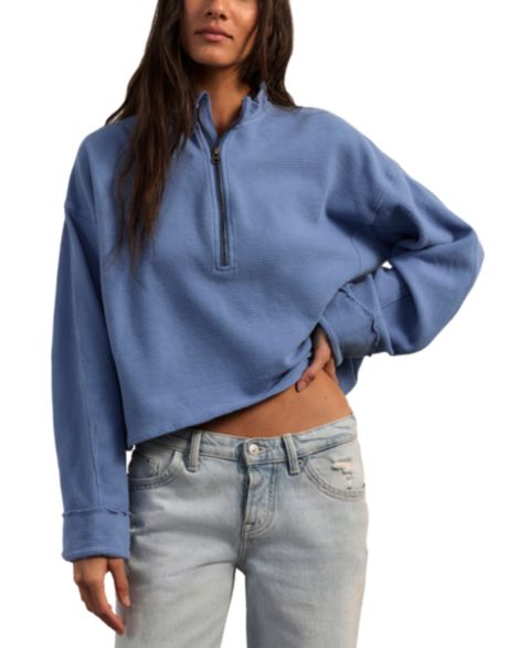 Женская толстовка Free People Celeste Quarter-Zip Pull-On, цвет: Синий
