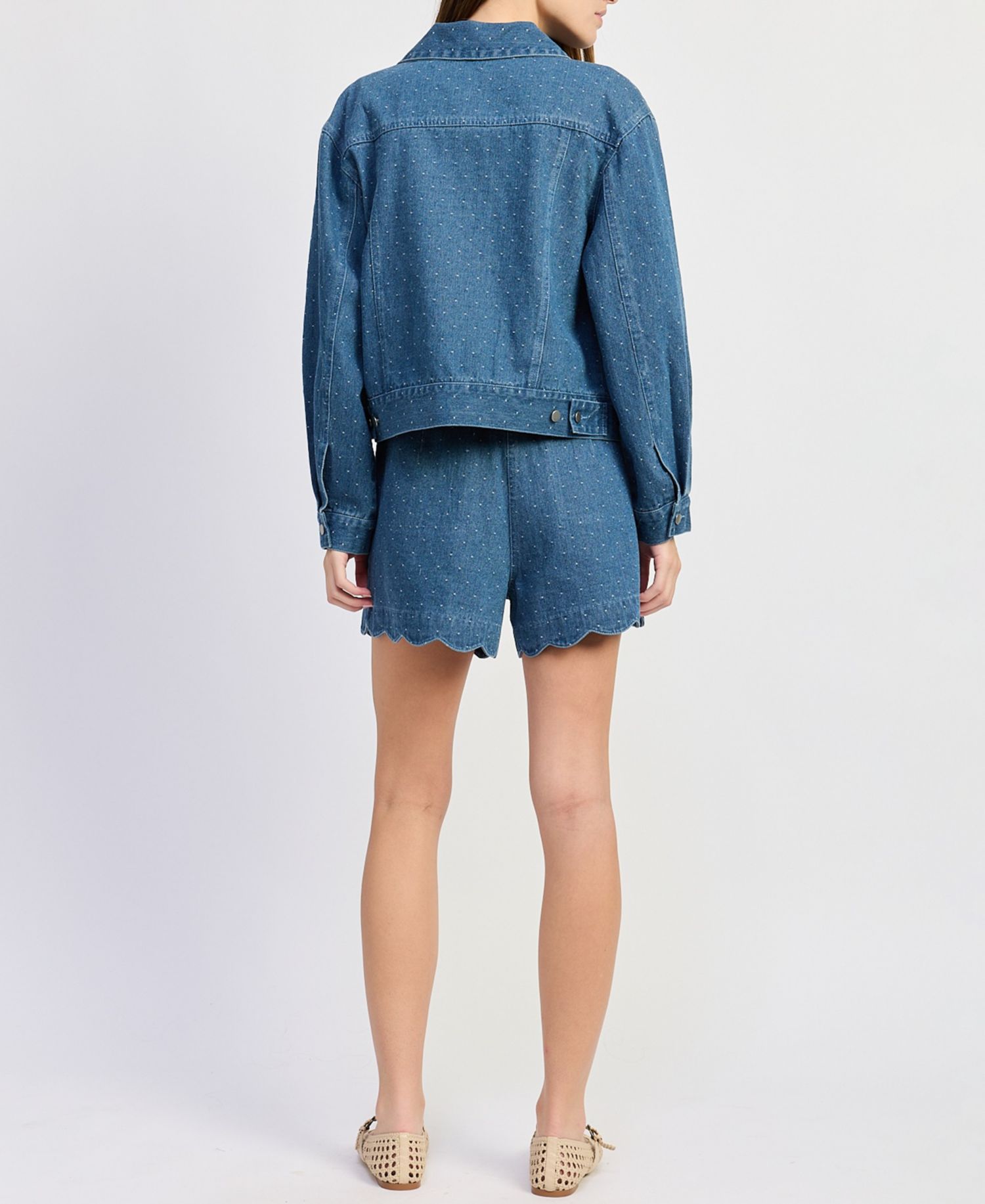 Women's Heidi Polka Dot Collared Denim Jacket