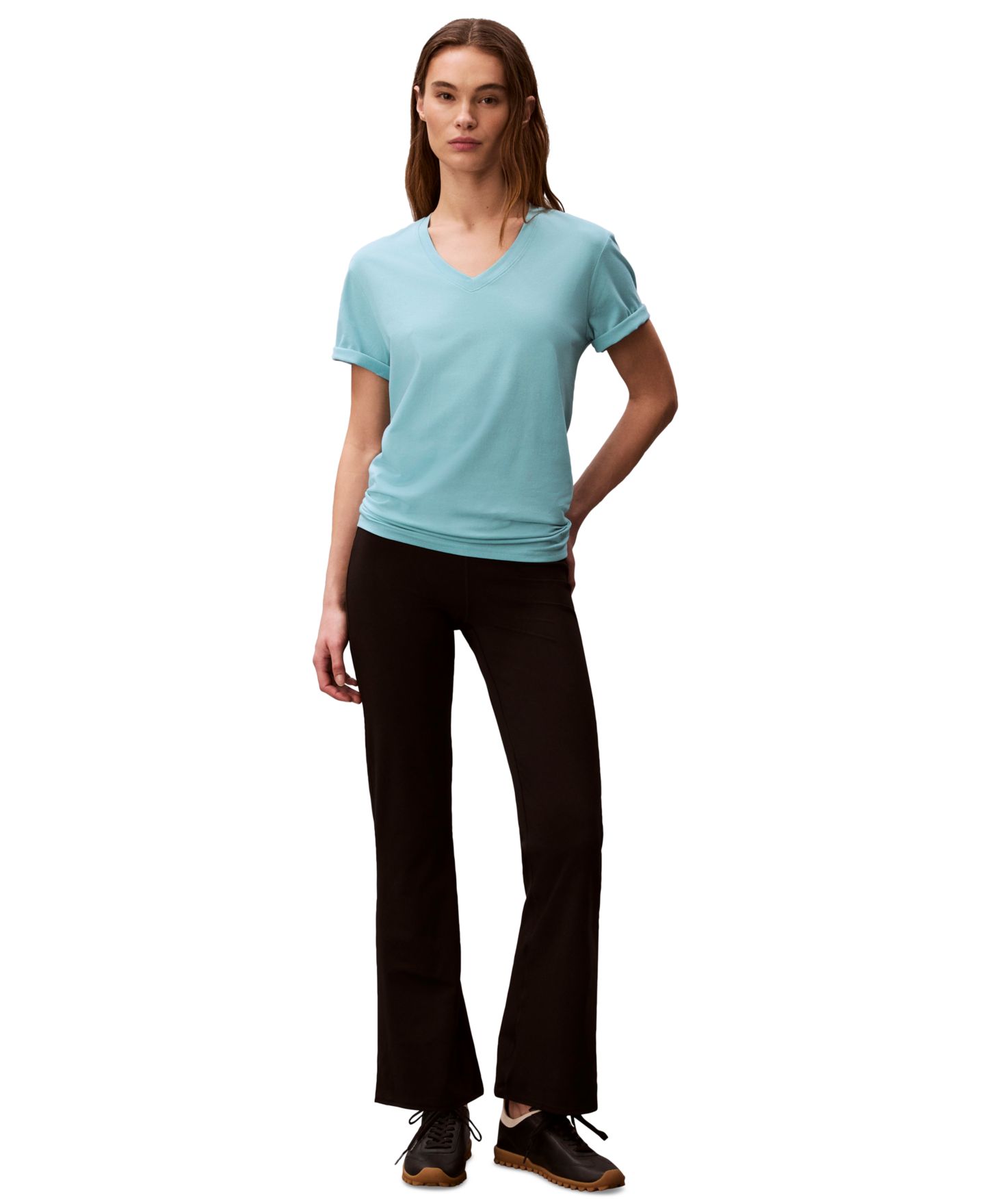 Женская футболка Calvin Klein Performance Classic-Fit V-Neck, цвет: Синий — фото 2