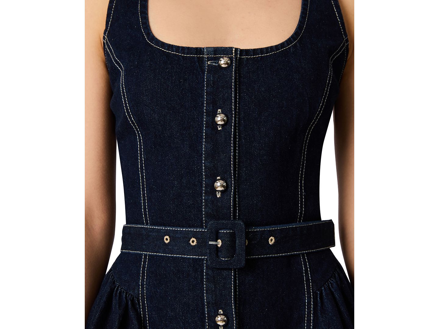 Женское платье Steve Madden Maila Denim Button-Front Mini, цвет: Джинсовый — фото 6