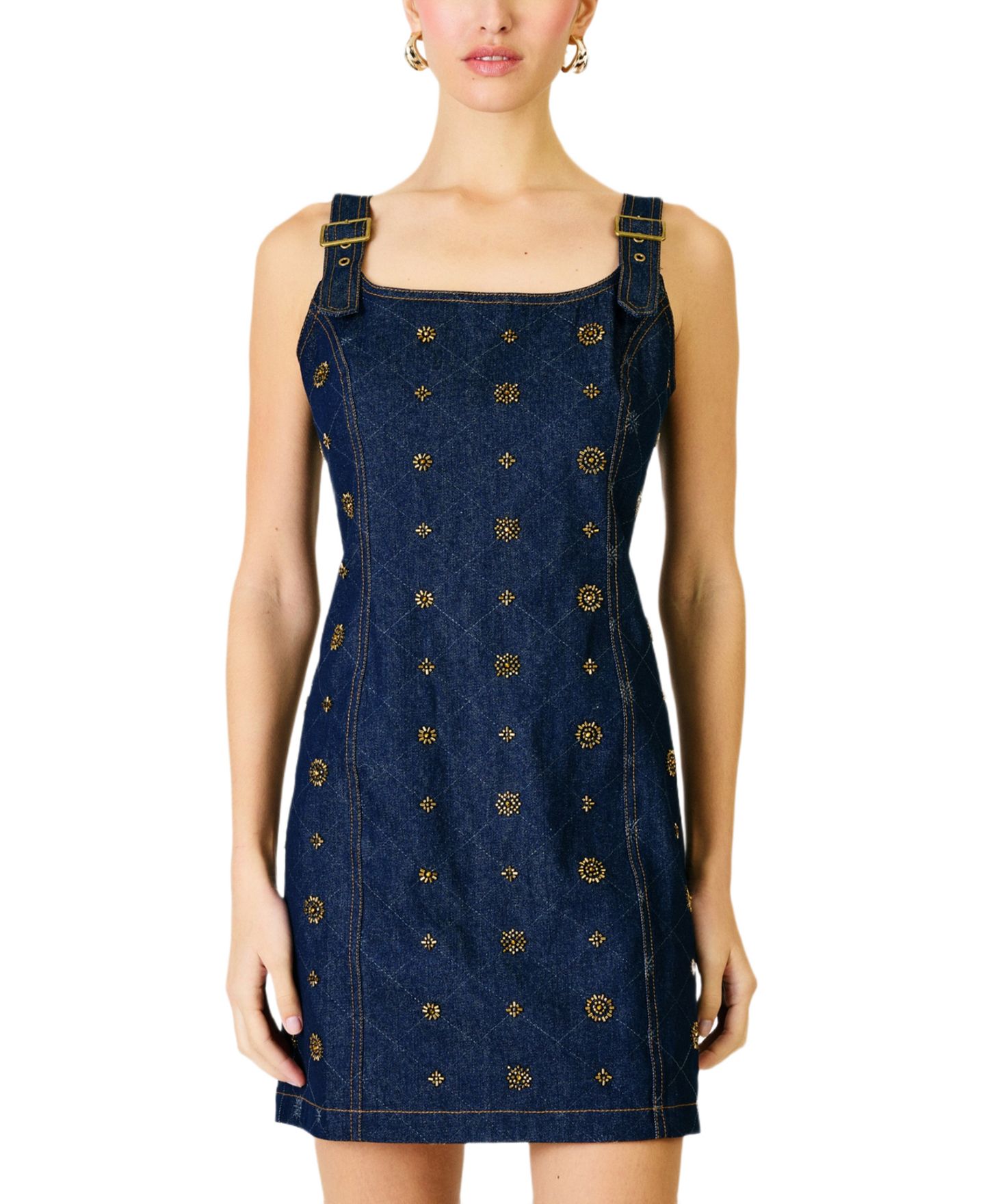Женское платье Line & Dot Attina Square Neck A-Line Mini, цвет: Светлый синий — фото 2