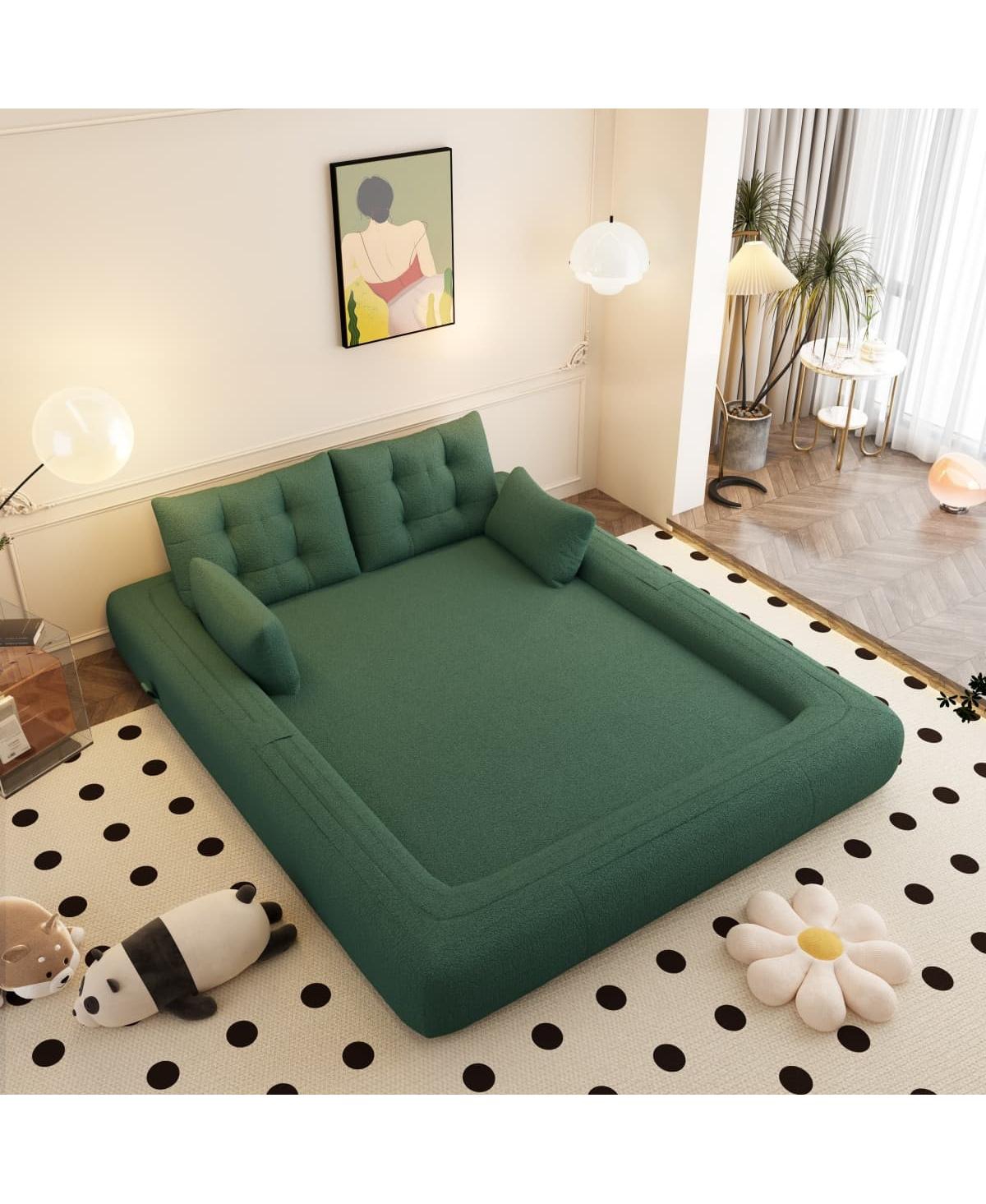 Maison Boucle 78.7'' Teddy 2-Seat 3-in-1 Sleeper Sofa, Foldable Foam Sofa Bed