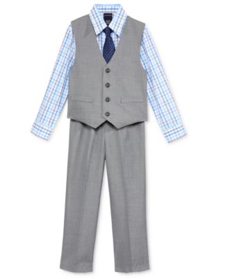 3-Pc. Sharkskin Vest, Shirt & Pants Set, Little Boys 