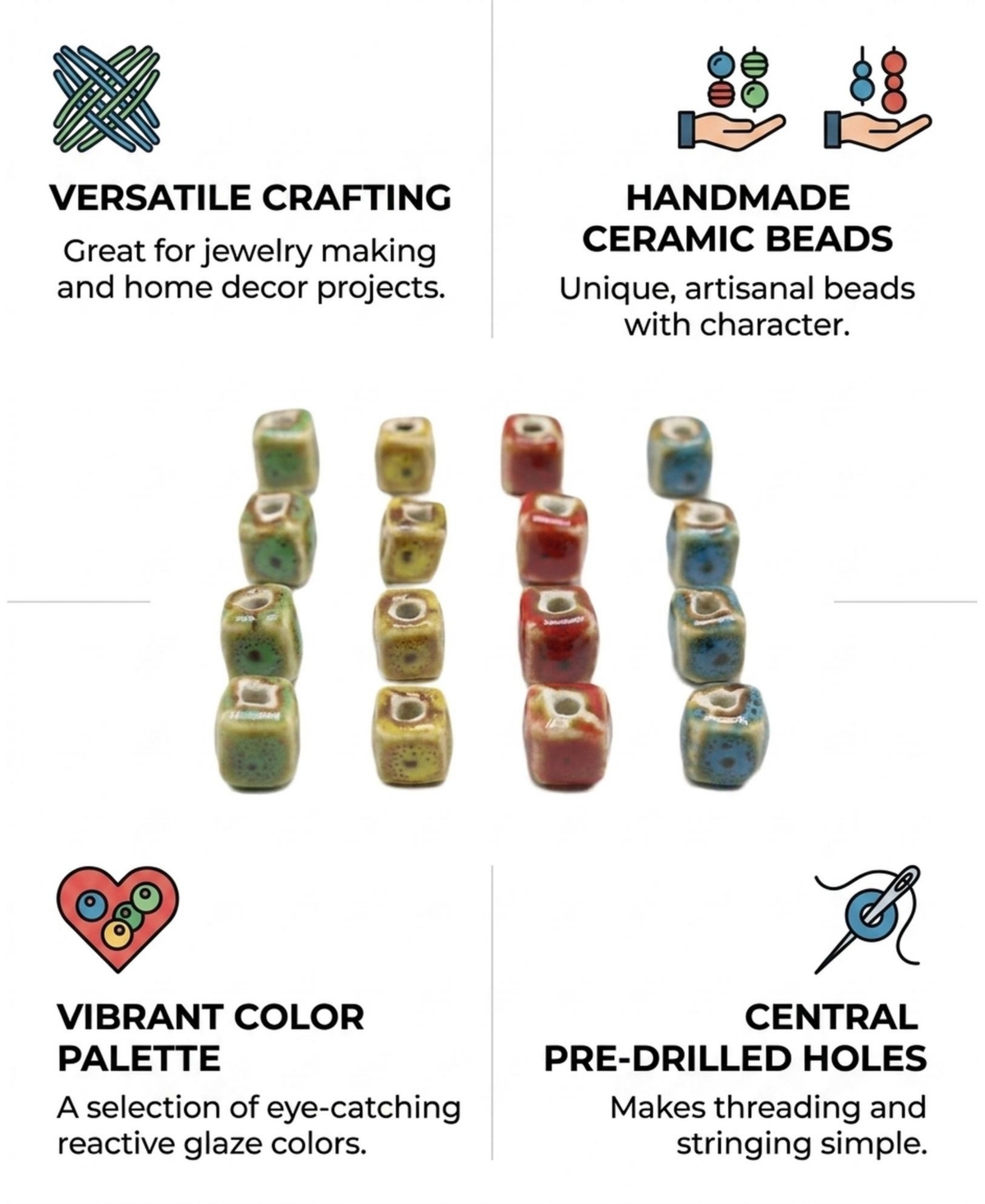 Sevorley 100Piece Set Ceramic Cube Beads for Diy Bracelet Necklace Jewelry Making