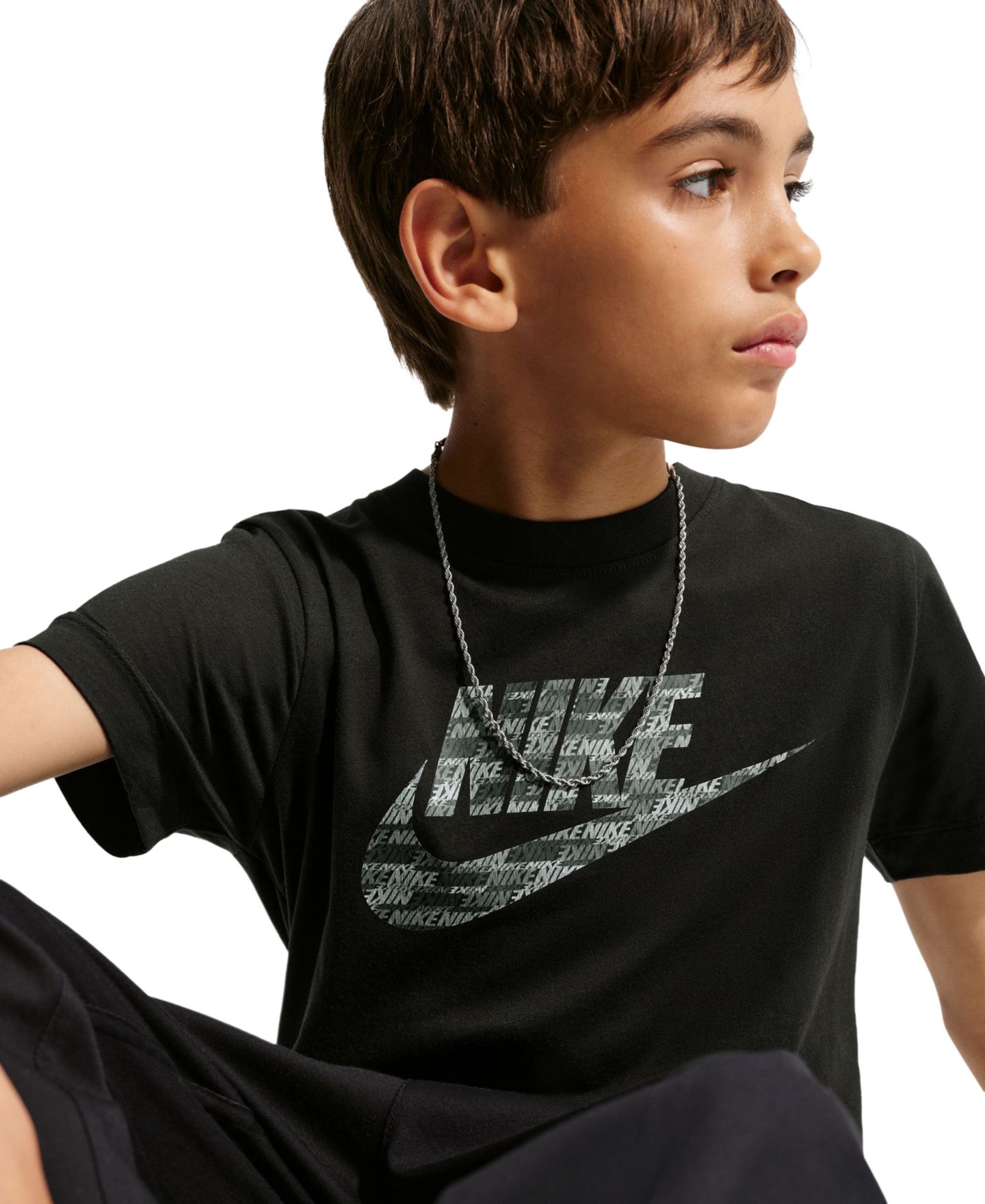 Футболка Nike Sportswear Short-Sleeve T-Shirt для мальчиков, цвет: Чёрный — фото 4