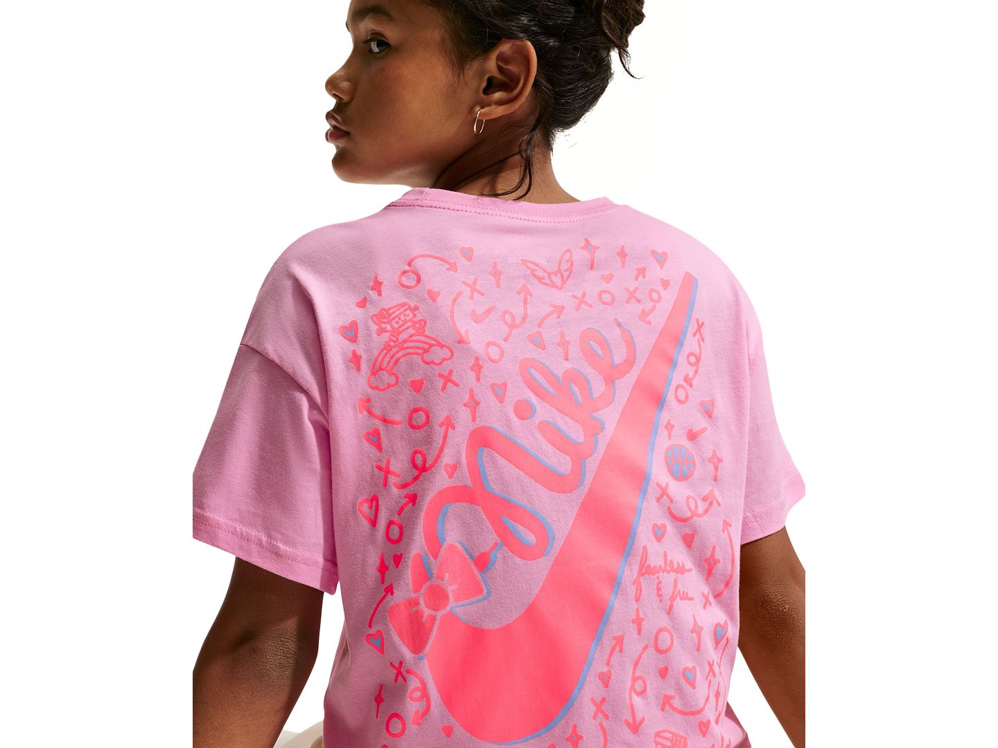 Футболка Nike Sportswear 7-16 Short-Sleeve T-Shirt для девочек, цвет: Розовый — фото 4