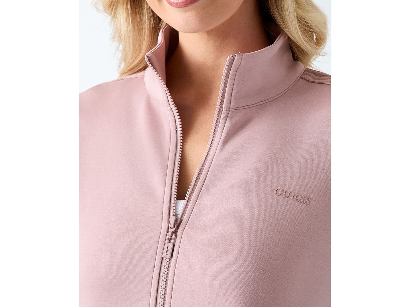 Женский свитшот GUESS Lyra High-Neck Full-Zip, цвет: Розовато-лиловый — фото 3