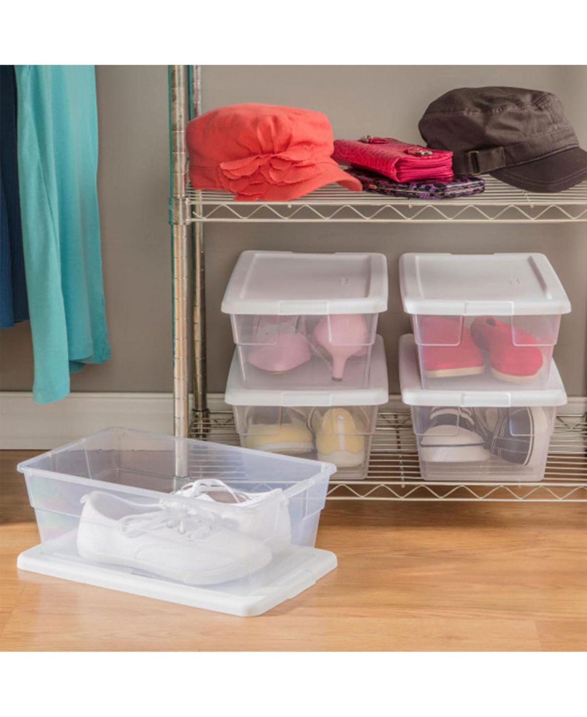 Sterilite 6 Qt Storage Box, Stackable Plastic Container, Home Organizer, 24 Pack