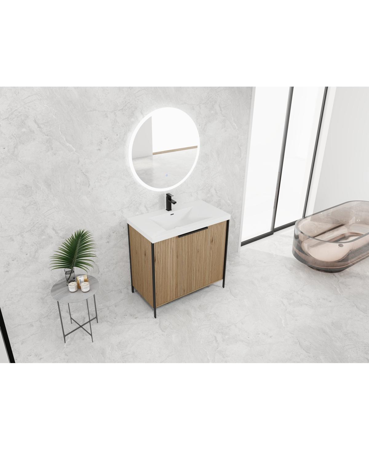 Sillysis Modern Freestanding Bathroom Vanity with Resin Sink, Soft Close Door, Adjustable Shelf, Plywood Cabinet